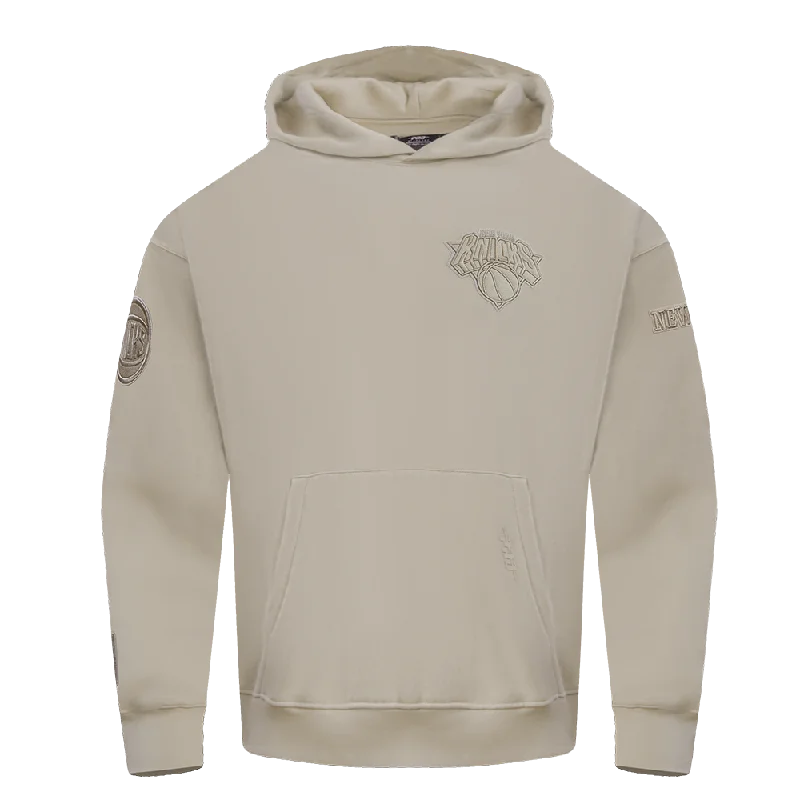 NBA NEW YORK KNICKS NEUTRAL DROP SHOULDER FLC PO HOODIE (TAUPE)