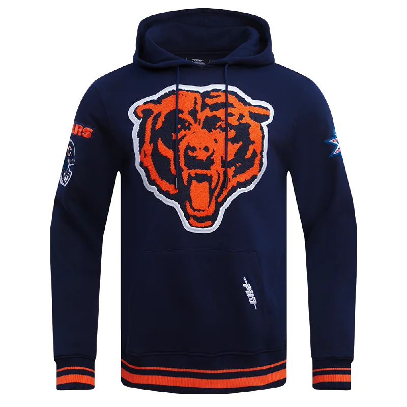 NFL CHICAGO BEARS MASHUP MEN'S RIB PO HOODIE (MIDNIGHT NAVY/ORANGE/MIDNIGHT NAVY)