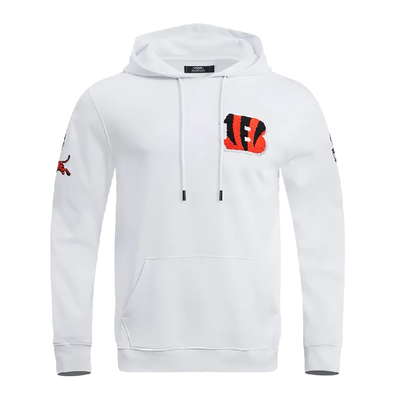 NFL CINCINNATI BENGALS CLASSIC CHENILLE MEN'S PO HOODIE (WHITE)