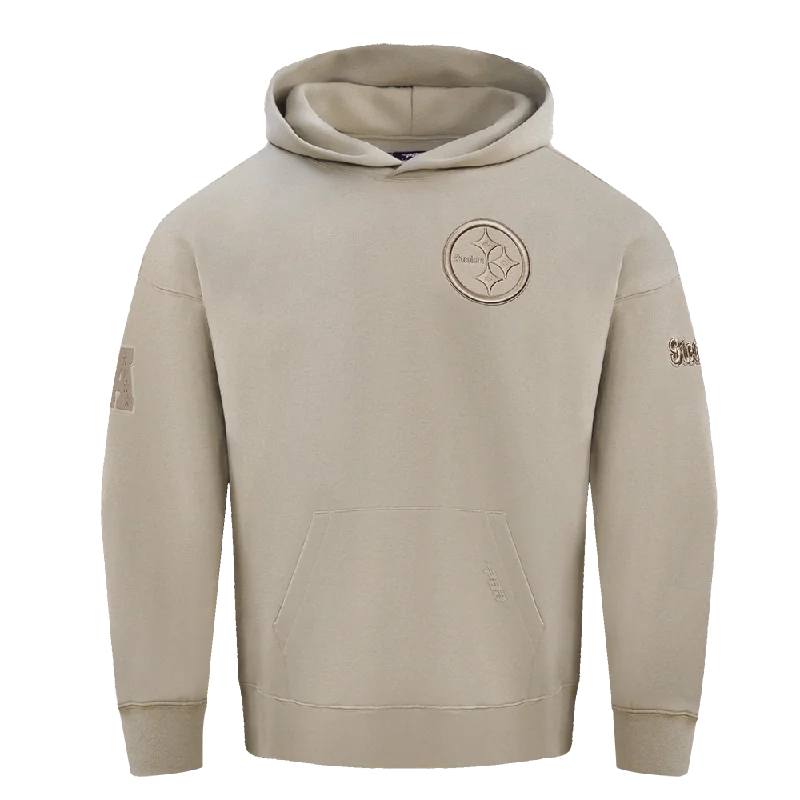 NFL PITTSBURGH STEELERS NEUTRAL DROP SHOULDER FLC PO HOODIE (TAUPE)