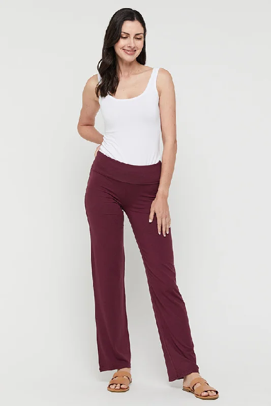 Essential Bamboo Maternity Pants - Burgundy