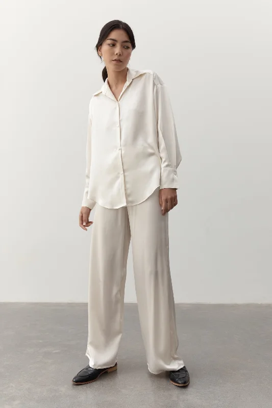 FLEUR SILK PANT - CREAM