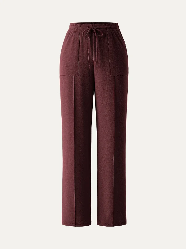 High Waisted Patch Pocket Drawstring Pant