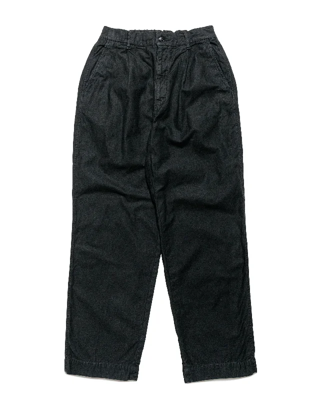 Sage de Cret Cotton/Linen Back Satin Single-Pleated Wide Pants Black