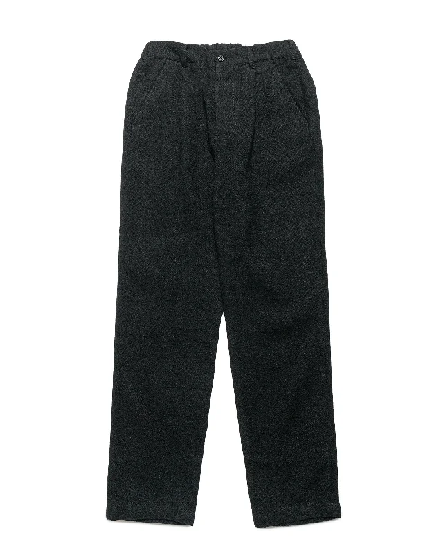 Sage de Cret Wool/Linen Tumbler Single-Pleated Pegtop Pants Black