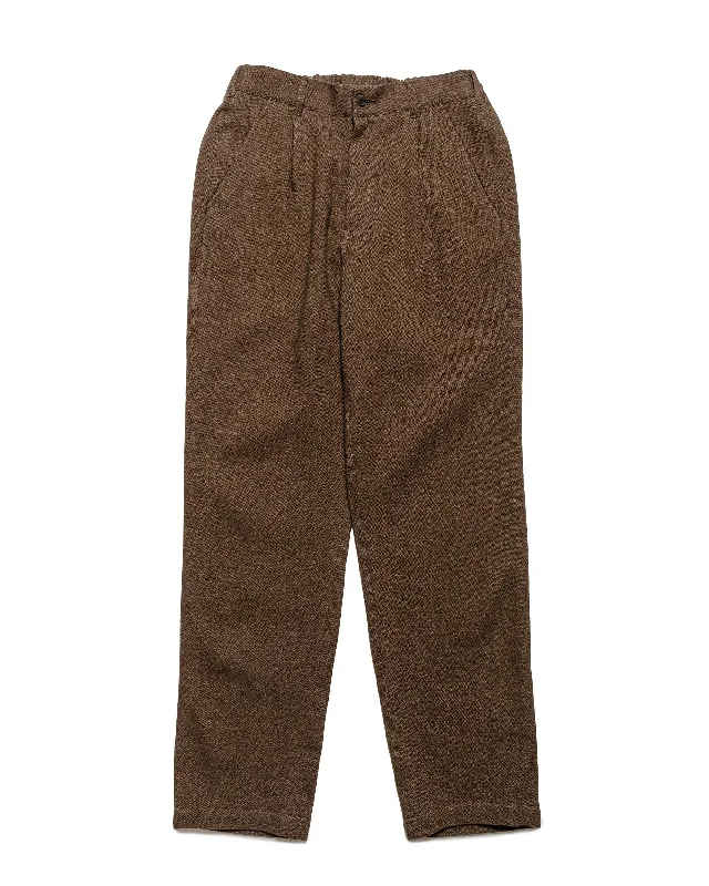 Sage de Cret Wool/Linen Tumbler Single-Pleated Pegtop Pants Brown