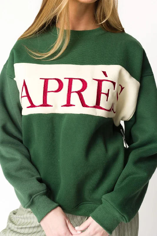 Après Colorblocked Crewneck in Pine Green