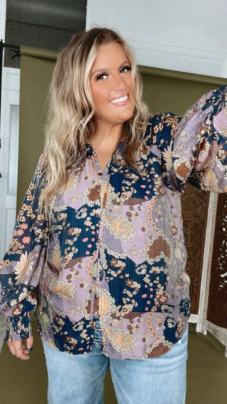 New Groove Floral Printed Top, Purple