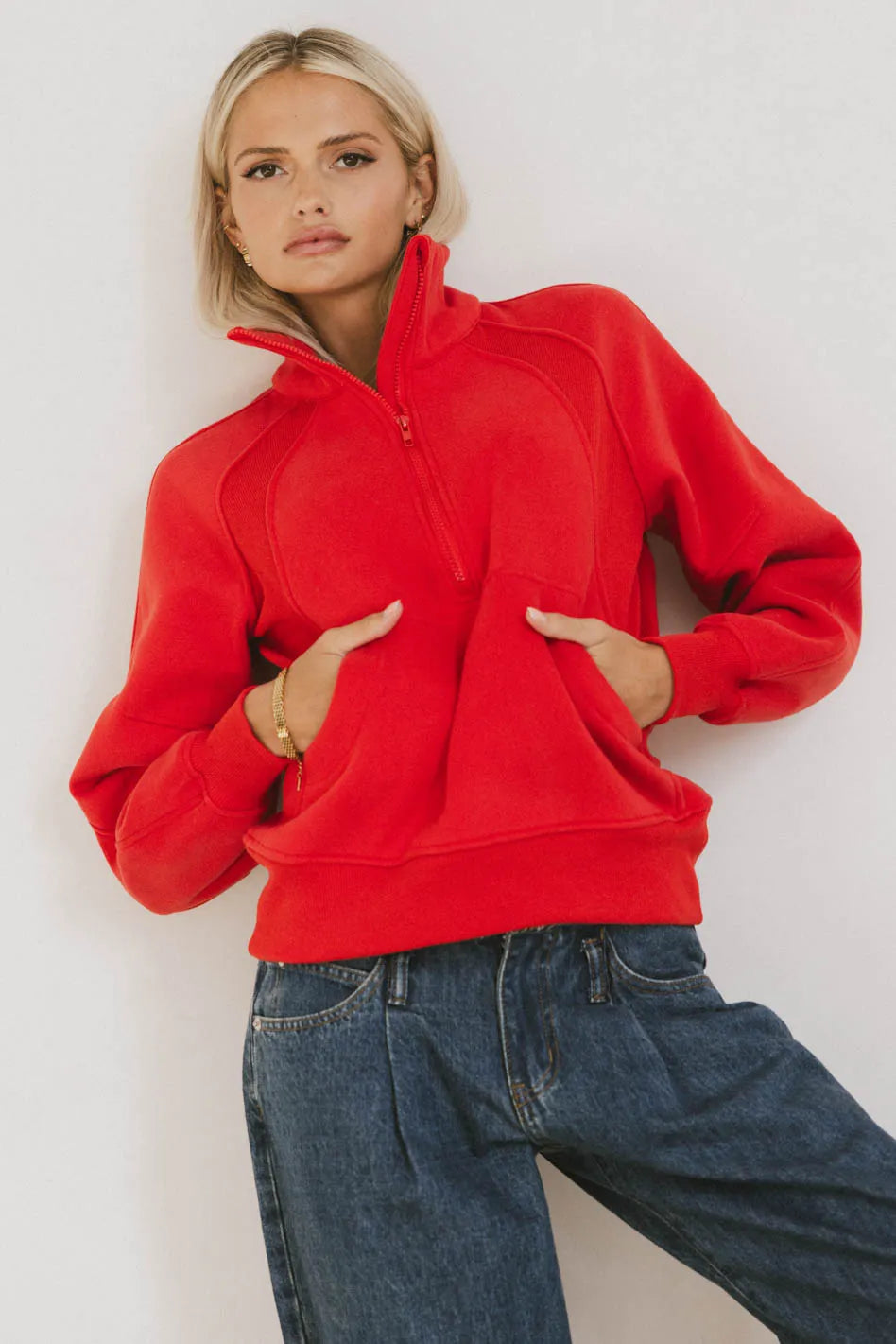 Krista Half Zip in Red