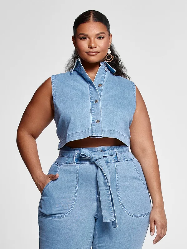 Reese Denim Button Down Crop Top