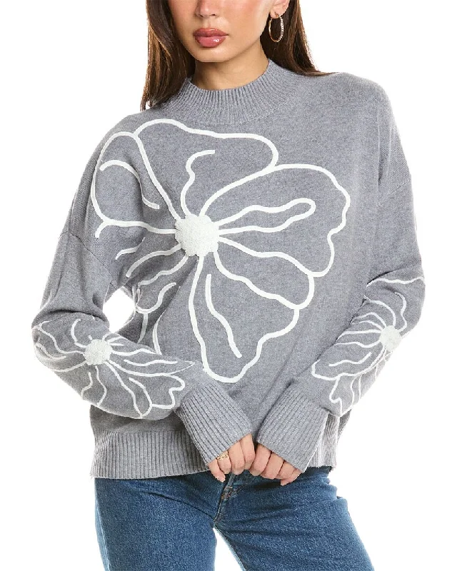 Rain + Rose Soft Embroidered Sweater