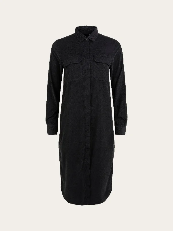 Corduroy shirt dress - Black Jet