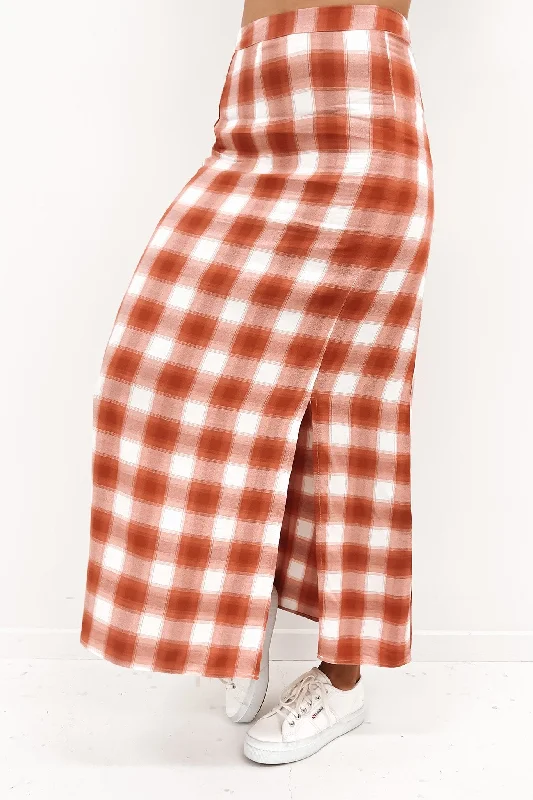 Harvey Check Skirt Orange