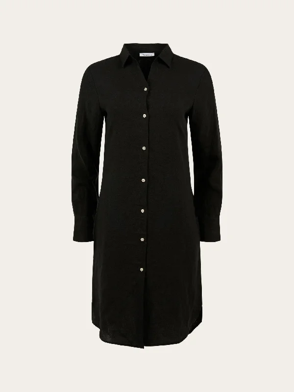 HEATHER classic linen dress - Black Jet