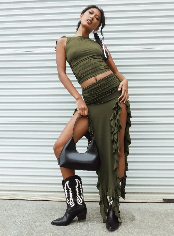 Rendezvous Maxi Skirt Olive