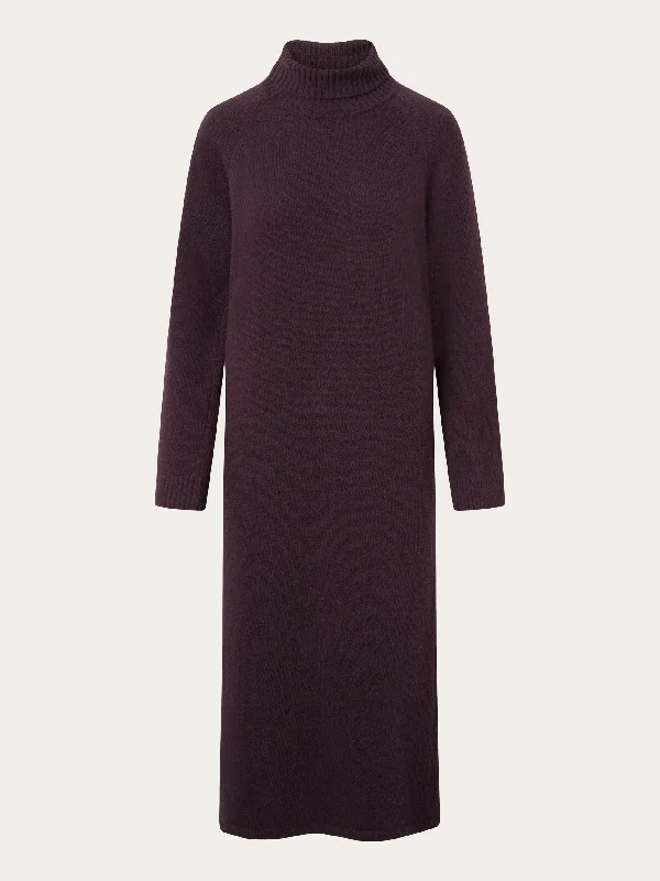 Roll neck mid length dress - Chocolate Plum