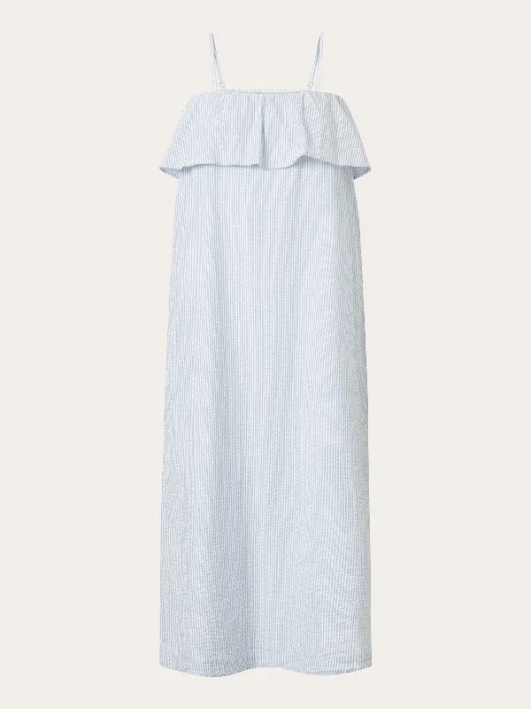 Seersucker strap maxi dress - Blue Fog