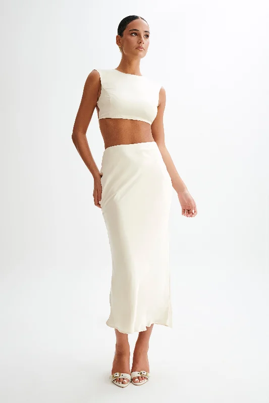 Viviana Satin Maxi Skirt - Ivory