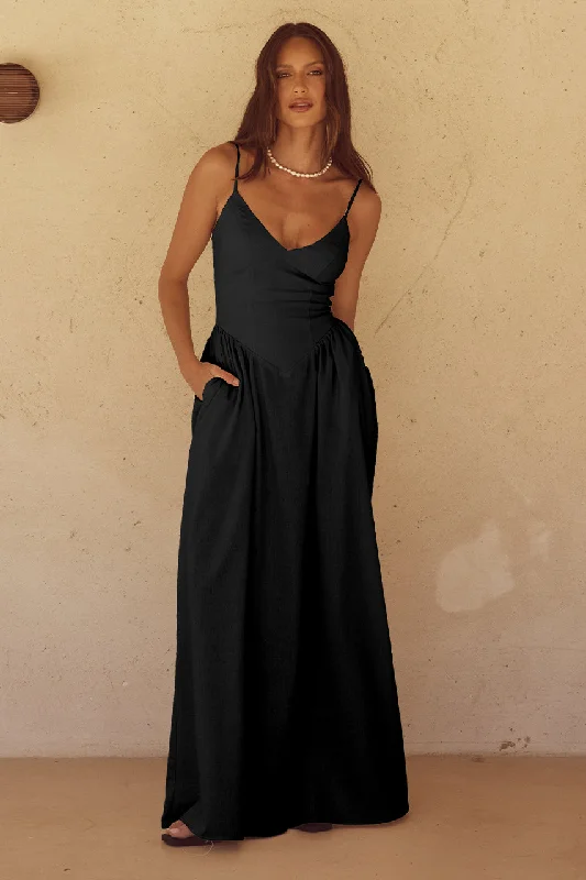 ZEPHY MAXI DRESS  - BLACK